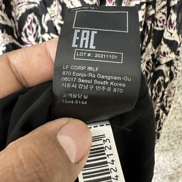 ba&sh Dress Womens XS Black Gize Ruched Long Sleeve Mini Abstract Print 1E22GIZE - Picture 7 of 9